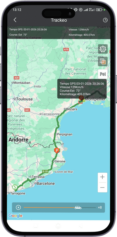Application GPS - Historique des trajets GPS