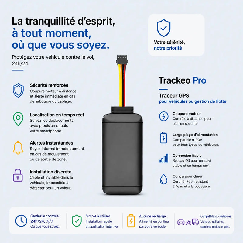 Trackeo Pro - Traceur GPS Filaire Sans Abonnement - Coupure Moteur à Distance - Image 3
